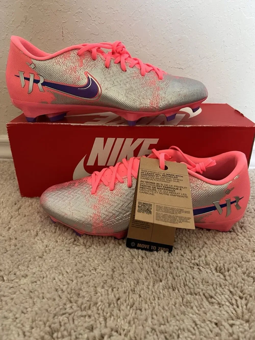 Nike Mecurial Vapor 16 VJR FG MG Cleat Pink Soccer IM3645-640 Men Size 8 New